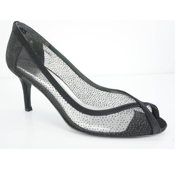 Stuart Weitzman Black Mesh Lace Laceola Peep Toe Pumps Heels - Picture 1 of 11